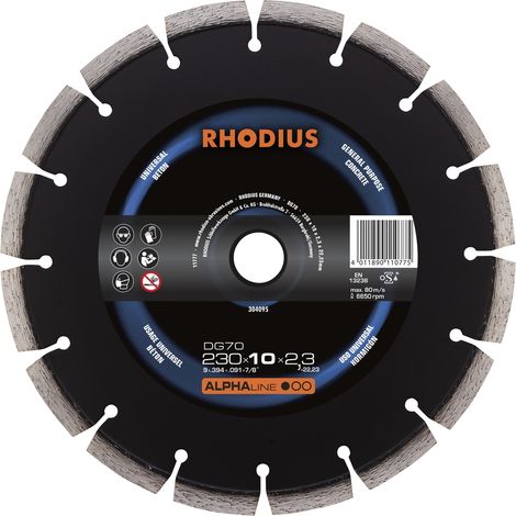 Disco de diamante Rhodius dg70 230 mm corte en seco y húmedo