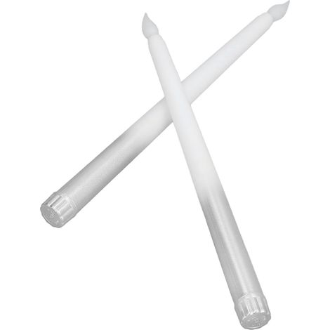 2 pièces Bougies LED Effet Cire avec Interrupteur, pour Anniversaire Mariage Fêtes Décoration Maison, Finition Argentée (1/5)
