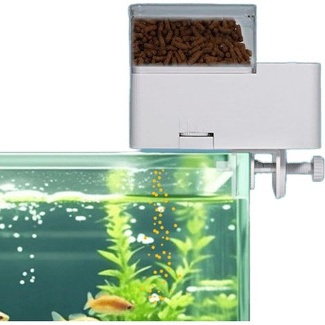 Distributeur automatique de nourriture pour aquarium - 150 ml - Avec quatre modes de mesure du temps - Distributeur automatique de nourriture pour poissons et poissons rouges - Avec réservoir de (1/5)