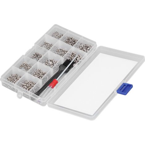 Kit d'assortiment de 600 vis d'ordinateur à tête plate micro M2 M2.5 M3 avec brosse de tournevis (argenté) (1/5)