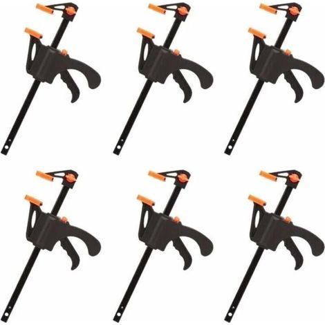 Déstockage Lot de 6 Serre-joints en Forme de F, Serre Joint avec Serrage Rapide et Facile, Outils à Main pour Menuiserie, Porte en Bois(4pouces) (1/5)