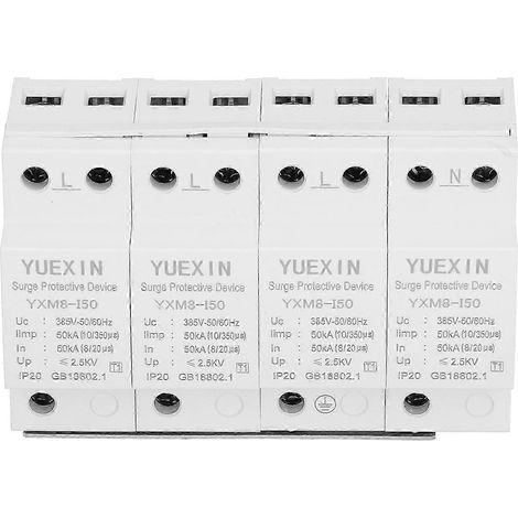 Parafoudre 3P AC385V 50/60Hz, protecteur de surtension pour rail DIN, dispositif de protection électrique, paratonnerre modulaire 385V (1/4)