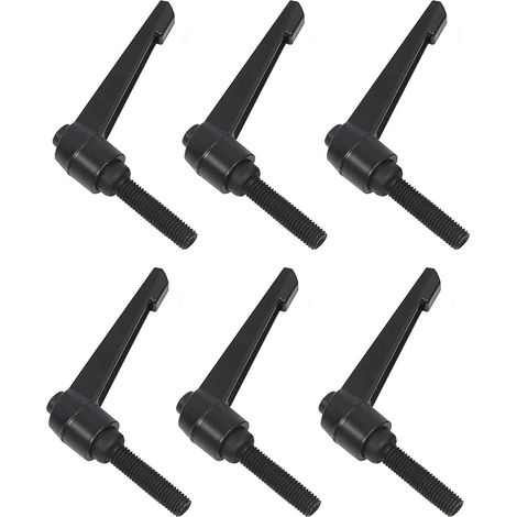 6 Pièces - Poignée de serrage - Levier de réglage - Filetage mâle M6 - Pour machines-outils et équipements industriels - Noir - 25mm (1/5)