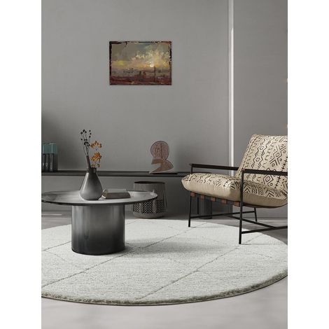 the carpet Bahar Shaggy Hochflor (30 mm) Langflor Wohnzimmer Teppich, Creme, 160 x 160 cm (1/5)