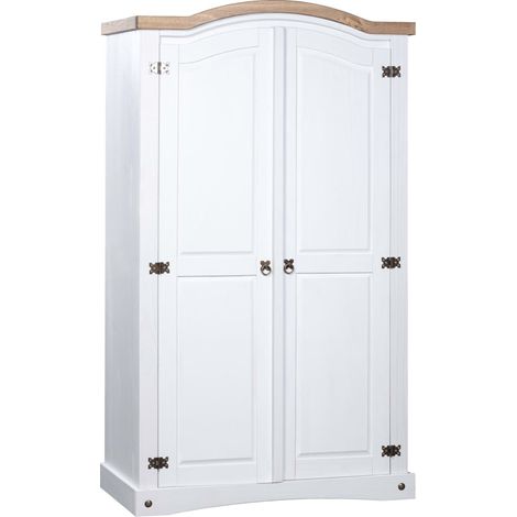 Garde-robe Armoire de Rangement Armoire de vêtements Penderie avec 2 portes Gamme Corona pin mexicain Blanc VXN1700 (1/5)