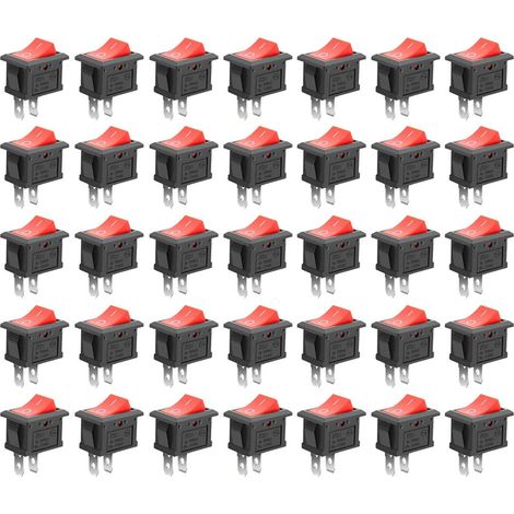 35Pcs On/Off Interrupteur Bascule, Mini Bateau Commutateur SPST Bouton poussoir Interrupteur à Bascule pour Voiture Auto Bateau appareils ménagers, Rouge