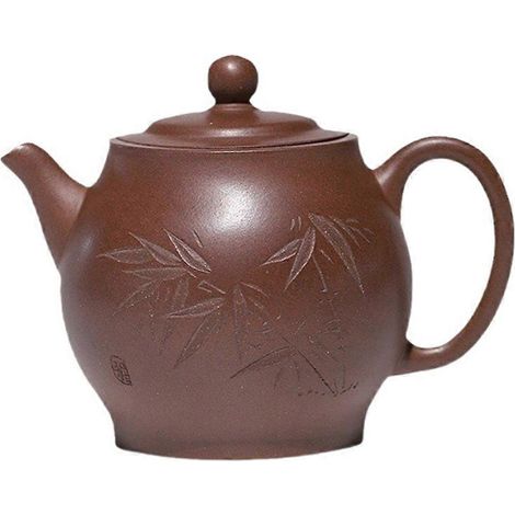 Cafetière traditionnelle, théières en argile, célèbre théière en bambou sculptée à la main, bouilloire en terre crue, service à thé en céramique artisanale (1/5)