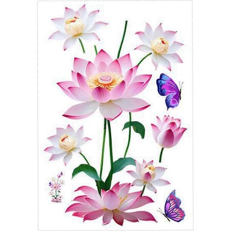Décoration murale lotus, autocollant mural en forme de plante pour chambre d'enfant, salle de bain, chambre de bébé (1/5)