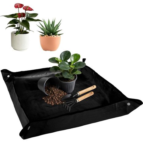 Tapis de Jardinage Imperméable, 100 100CM Tapis de Plantation de Jardinage, Tapis de Plantes Noir PE Tapis de Jardin étanche pour Rempotage Plantes Succulentes Jardin intérieur Plant Care
