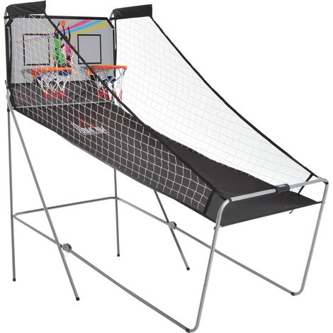Panier de basket pliable, machine à basket jouet avec tableau de score électronique et compteur, support en acier, filet, panier de basket, 4 ballons de basket, 205 x 110 x 205 cm (1/5)
