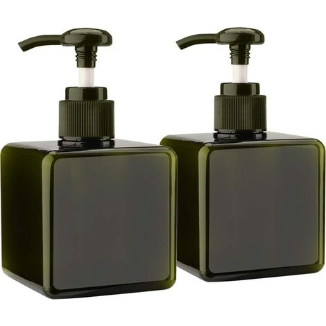 Lot de 2 flacons de pompe en plastique vides rechargeables 250 ml, Vert (Vert) - 1 250ml pump bottle (1/5)