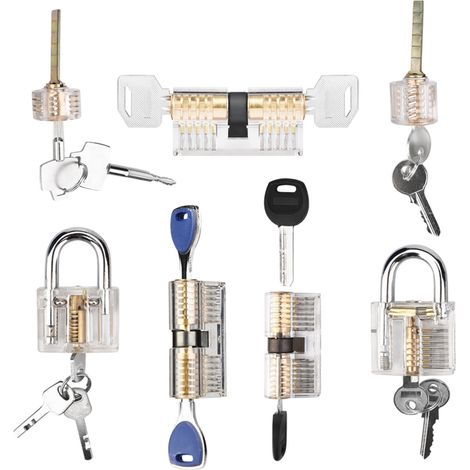 Lot Transparent Acrylique 7 Pièces Cadenas Multi-Types avec Cadenas d'Entraînement Pratique, Serrure Claire pour Usage Quotidien (1/5)