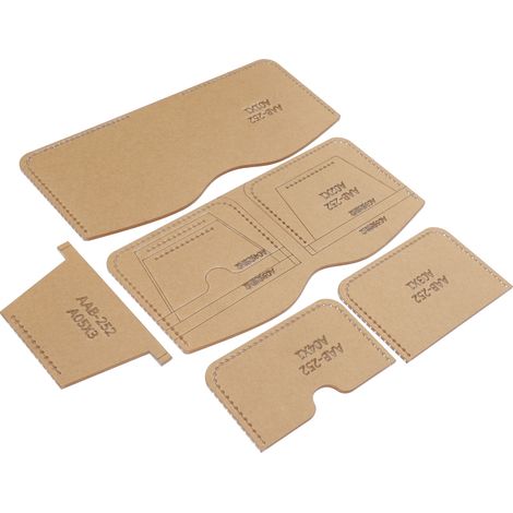 Gabarit acrylique 5 pièces pour portefeuille court, outils de moulage et de création de patrons en cuir faits main.