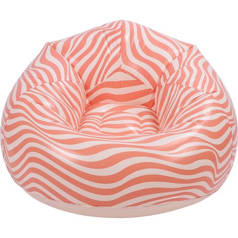 Fauteuil gonflable en PVC à motif ondulé, design ergonomique minimaliste, pouf gonflable rose (1/5)