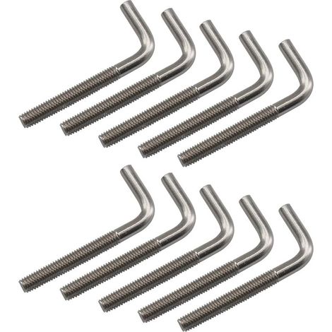 (Lot de 10) M8x100mm boulons d'ancrage en forme de L en acier inoxydable 304 à angle droit longs et carrés