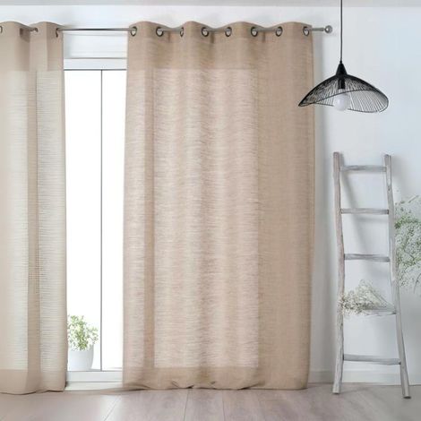 Homemaison – Voilage jute lin 150x240 cm – 75% jute, 15% polyester, 10% coton – Tissé en France – Finition avec œillets (1/5)