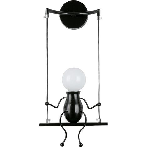 Applique monoblocco moderna dal design semplice e creativo, attacco E27, ideale per la camera dei bambini, il corridoio, la cucina, il loft o il bar - Nero - 21 x 48 x 11 cm (1/3)