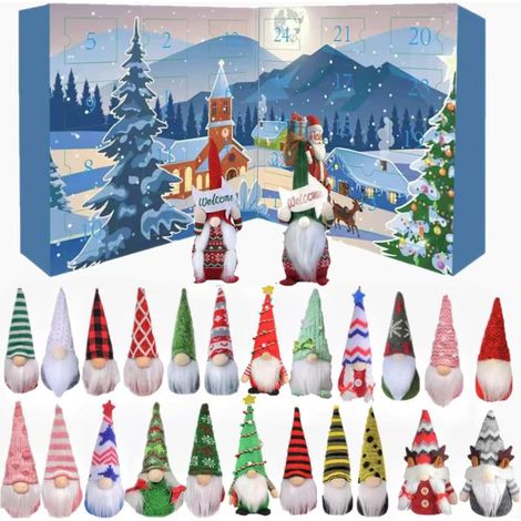 Calendrier de l'Avent Gnomes 2025 - 24 pièces - Calendrier de l'Avent Gnomes, figurines de Père Noël, nains Gnomes pour décorer le sapin (1/5)