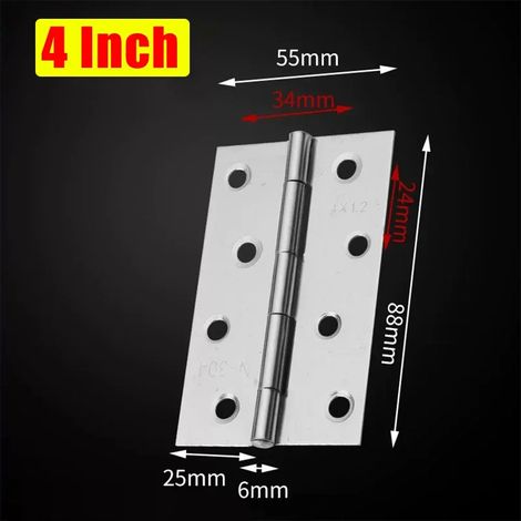 (10 cm - 10 pièces) Charnières de porte universelles en acier inoxydable pour meubles, tiroirs et armoires - Accessoires de quincaillerie pour portes et meubles (1/5)