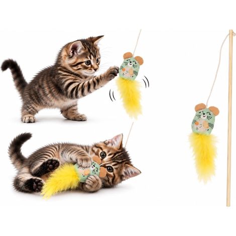 Jouet Chat - Canne à pêche Verte - Vert - Assortiment - 53 cm (1/5)