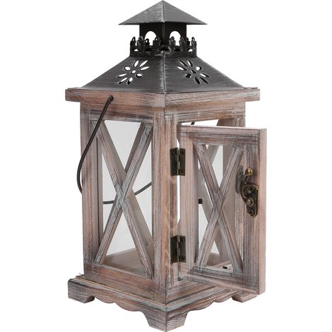 Bougeoir rétro en bois, porte-bougie, objet de décoration artisanale pour la maison ou le bureau, 28 x 12,5 x 12,5 cm (1/5)