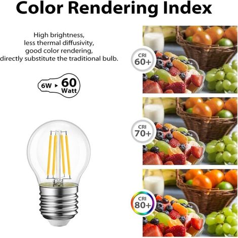 6W Ampoule LED Filament E27 G45, Equivalent à Ampoule Incandescence 60W, 806Lm 2700K Blanc Chaud, Ampoule Edison Vintage, Non Dimmable, Lot de 6 [Classe énergétique D] NPTERBL (1/3)