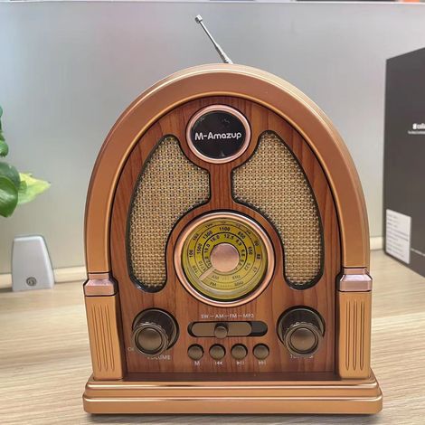 Radio multibande (marron foncé) - Enceinte Bluetooth - Lecteur MP3 - Compatible carte TF - USB (1/5)