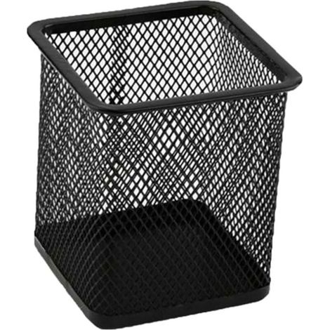 Organisateur Bureau Porte-Crayons Métallique Carré Pot à Stylos Durable Rangement Accessoires (1/4)