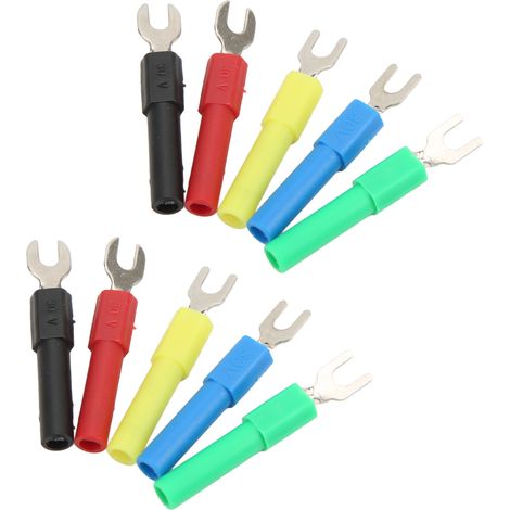 10 Pièces Douilles de Câble Type U 4mm Multicolores pour Testeur Électronique (1/5)