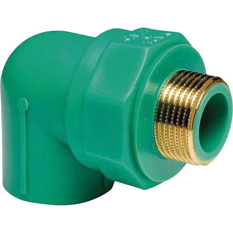 "GOMITO A 90° FILETTATO MASCHIO IN PPR VERDE PN25 Ø25 x 1/2""""M"