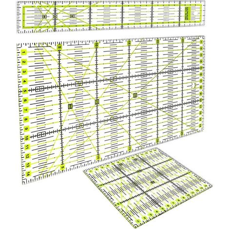3 Pièces Transparentes Couture Règle, Règle Coudre Bricolage, Règles de Matelassage, Échelle Précise et Caractères Clairs, pour Outils de Couture, Rapiéçage, Bordure, Reliure (1/5)