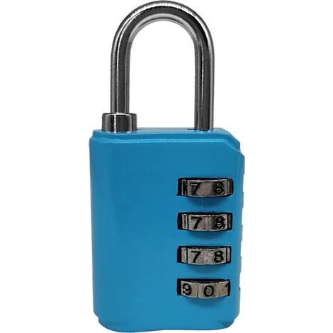 Cadenas à combinaison à 4 chiffres, haute sécurité, étanche, couleurs vives, serrure pour garde-robe, sacs d'appareil photo, voyage, bleu ciel (1/5)