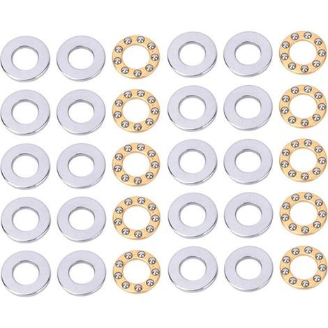 Set of 10 high-precision flat steel miniature thrust ball bearings (F6-12M 6x12x4.5mm) (1/5)