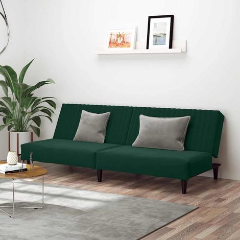 Schlafsofa 2-Sitzer Dunkelgrün Samt