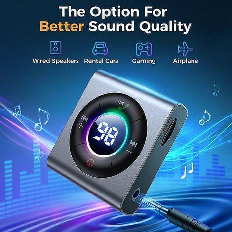 Adaptateur Bluetooth 5.3 AUX Joyroom, émetteur-récepteur 2 en 1, double microphone amélioré, affichage numérique LED, adaptateur Bluetooth 3,5 mm (1/5)