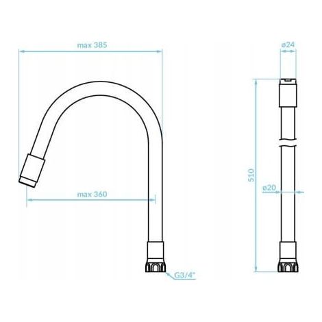 Bec flexible pour robinet d'évier sur pied, chrome gris