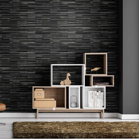 Sticker Adhésif Revêtement Mural - Matériaux Sticker pour Salle de Bain, Cuisine et Salon Autocollant Wall Covering Effet Anthracite H60 x L60 cm (1/5)