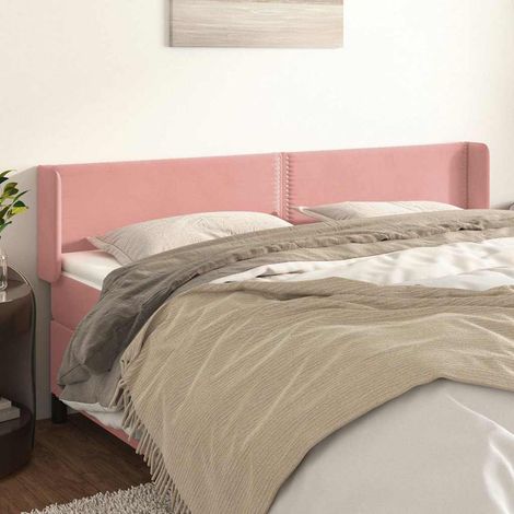 Tête de lit avec oreilles en velours rose réglable 183 x 16 x 78/88 cm, 11.55kg - PANGIVO (1/5)