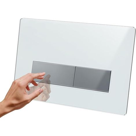 Empyreal Plaque de Commande WC, en Matériau Verre trempé, Compatible avec Geberit Sigma 01/20/30, UP300 & UP320,245×164 mm, Pièces de Rechange avec Jeu de Leviers de Chasse et Cadre de Montage (1/5)