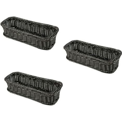 Panier à couverts tissé imitation rotin, organisateur d'ustensiles avec drainage pour tiroir cuisine (1/4)