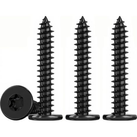 Mince Vis Autotaraudeuses à Tête Plate M4x35mm Vis Torx à Bois Noir Inox 304 Vis Placo à Tête, Entièrement Fileté, 50 Pièces (1/5)