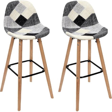Lot de 2 Chaises de Bar "Patchwork" 92cm Gris (1/4)