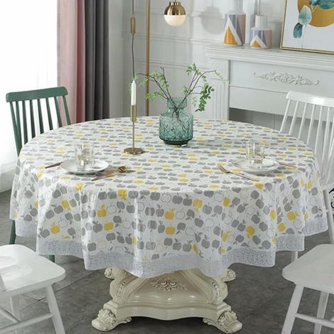Nappe Ronde en PVC de 137 à 220 cm imperméable et résistante à l'huile pour Table à Manger extérieur pour Cuisine et Table à Manger décoration de pièce extérieure idéale pour Les fêtes (1/5)