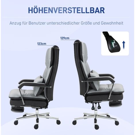 MEUBLIV Ergonomischer Bürostuhl verstellbar hellgrau/schwarz mit Fußstütze (1/5)