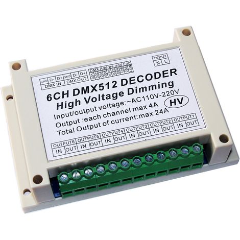 Variateur numérique à thyristors 6 canaux DMX512 pour ampoules 220 V, boîtier en silicone, pour lampes à incandescence haute tension.