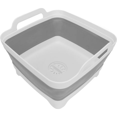 Bac à vaisselle pliable avec bouchon de vidange et poignée latérale, bassine rétractable pour évier, rangement de cuisine, récipient de lavage portable (1/5)