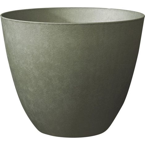 Pot de fleurs Rond Ø 50 cm - EDA - Element - 47,8 L - Systeme de drainage - Intérieur / Extérieur - Ø 48,8 x H 38,4 cm - Kaki