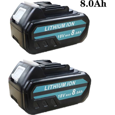 2 Batteries 8000mAh 18V, Replacement Battery For Makita BL1850 18V Li-Ion LXT Lithium-Ion Battery BL1850B BL1830 w/LED,Compatible with Makita 18V Cordless Power Tools & Charger