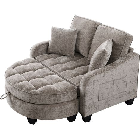 Divano letto multifunzione 2 in 1 in tessuto traspirante con pouf contenitore (1/5)