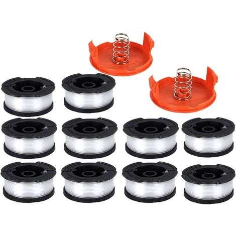 Bobine de coupe-bordure Black & Decker, bobine de coupe-bordure de 0,2 cm (10 fils de coupe-bordure, 2 capuchons, 2 ressorts) (1/4)